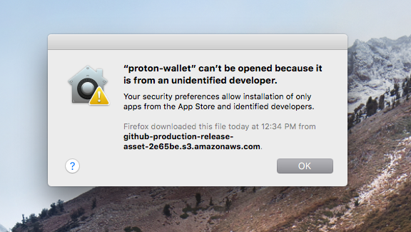 Screenshot of mac error message for untrusted developer