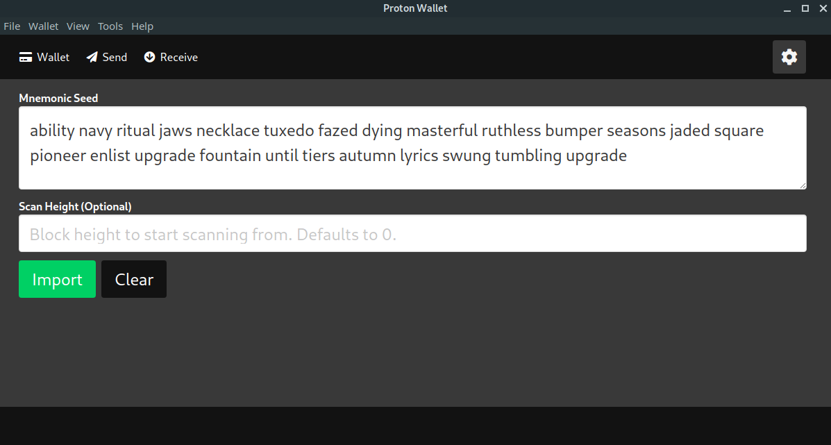 proton restore seed menu