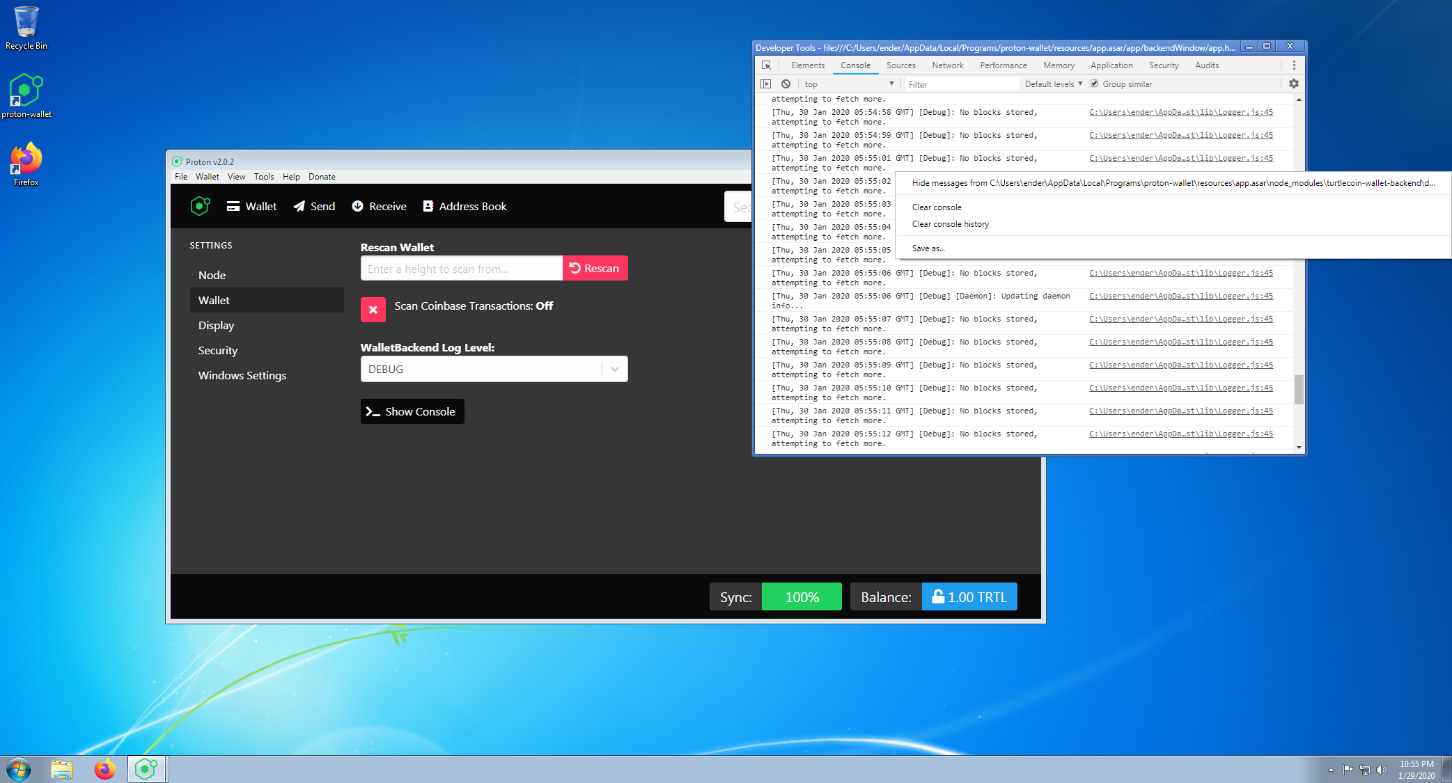proton save log file
